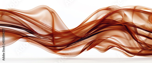 Russet brown wave abstract, deep and earthy russet brown wave flowing on a white background.