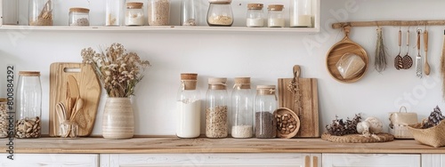 Organizing the kitchen. It shows the choice to live sustainably in everyday life. photo
