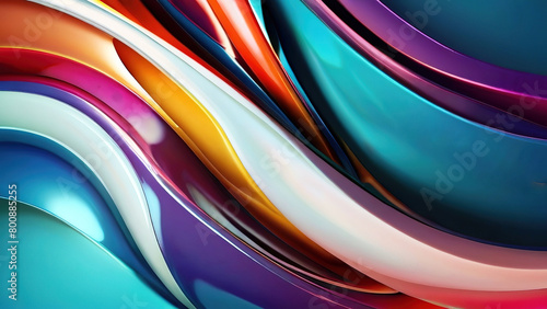 3d render of background of colorful wavy curves and smooth lines