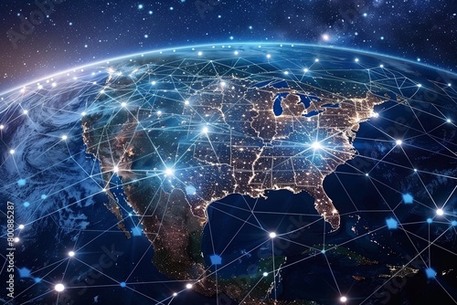 Global Cyber Connectivity  Mapping Data Exchange Across Continents