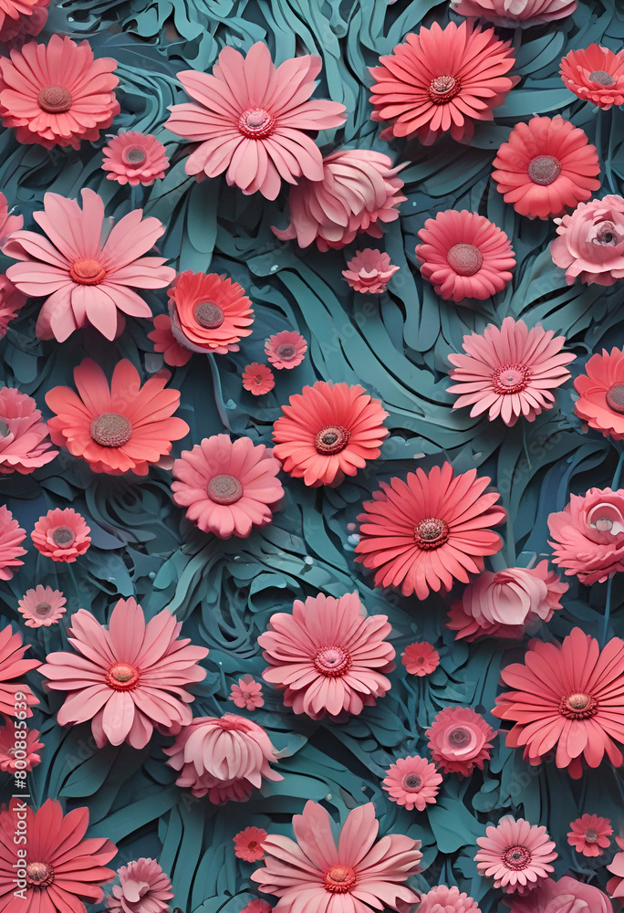 pink 3d chrysanthemum background