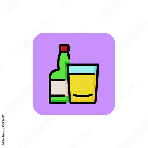 Icon of rum bottle. Beverage, tequila, drink. Strong alcohol concept. Can be used for topics like party, bar, tavern