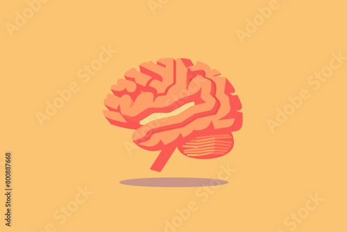 a simple flat illustration of an Brain, vector graphics