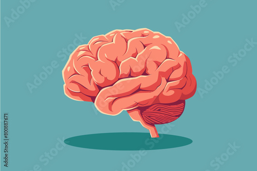 a simple flat illustration of an Brain, vector graphics