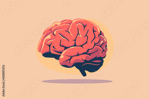 a simple flat illustration of an Brain, vector graphics