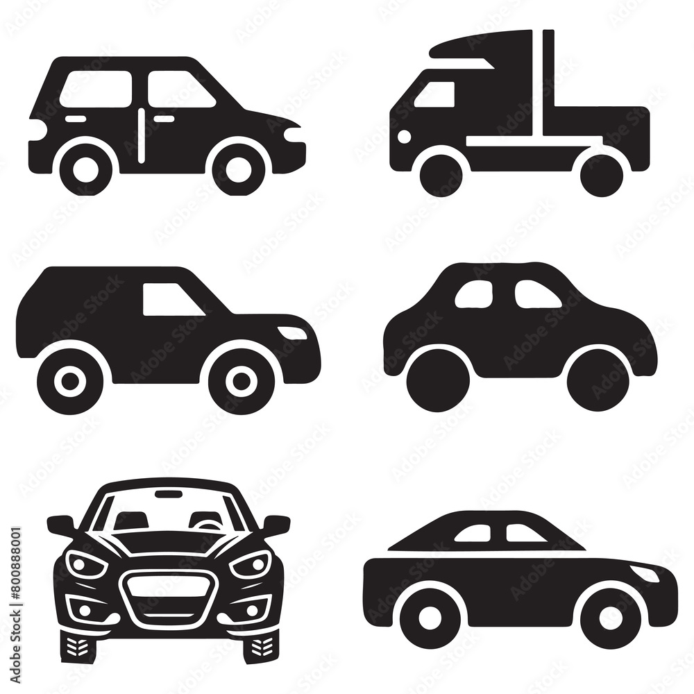 Set of silhouettes of car vector design