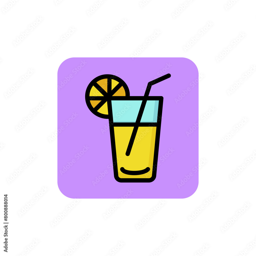 Icon of lemonade. Beverage, refreshment, cocktail. Drink concept. Can be used for topics like party, menu, vacation Icon of lemonade. Beverage, refreshment, cocktail. Drink concept. Can be used for topics like party, menu, vacation