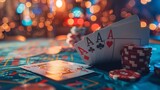 Casino with casino chips in the background, Generative AI,