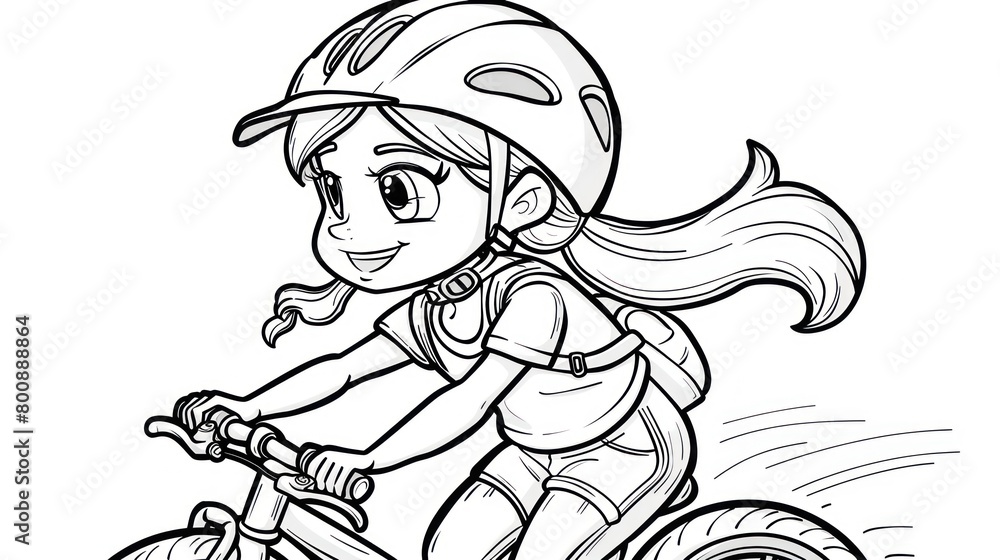 Fototapeta premium Coloring Pages | Girl Cycling Coloring Pages