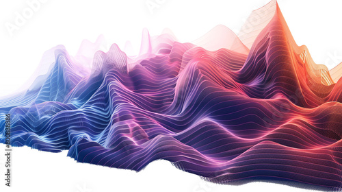 Portray the potential of space exploration and colonization, including missions to Mars and beyond, using dynamic gradient lines in a single wave style isolated on solid white background