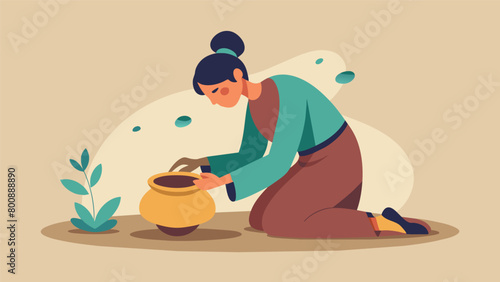 Lost in concentration a potter patiently works to fix a small imperfection in a ceramic plate finding beauty in the process of imperfection and.