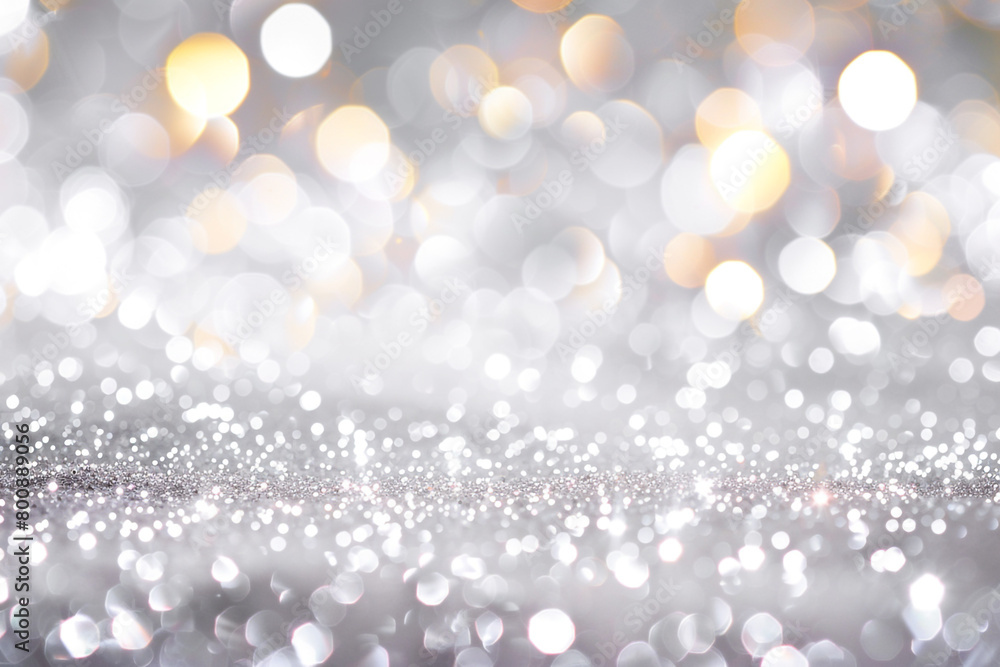 Titanium White Glitter Defocused Abstract Twinkly Lights Background, shimmering blurred lights with pure titanium white tones.