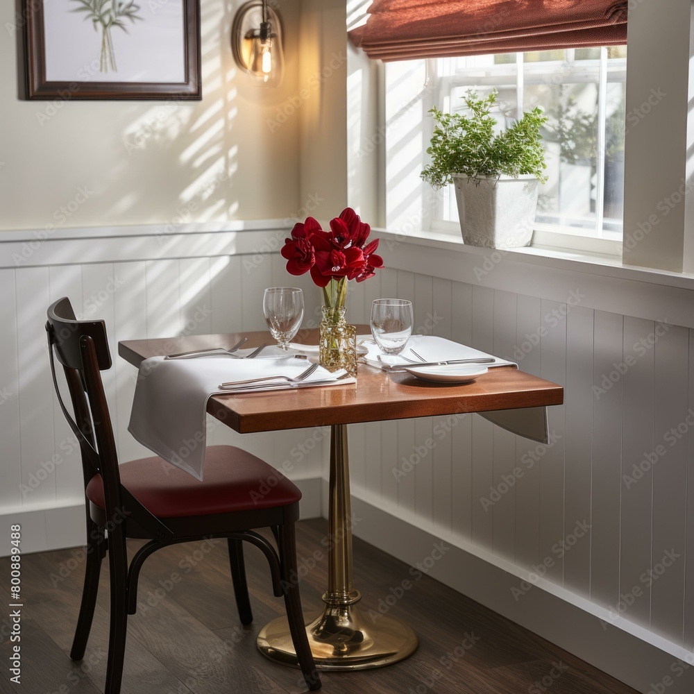 Fine dining restaurant with a view of the city Fine dining restaurant with a view of the city
