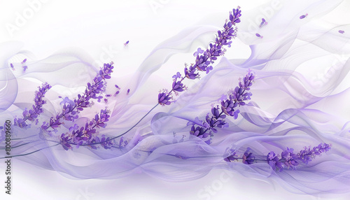 Twilight lavender wave illustration, soft and mystical twilight lavender wave on a white backdrop.