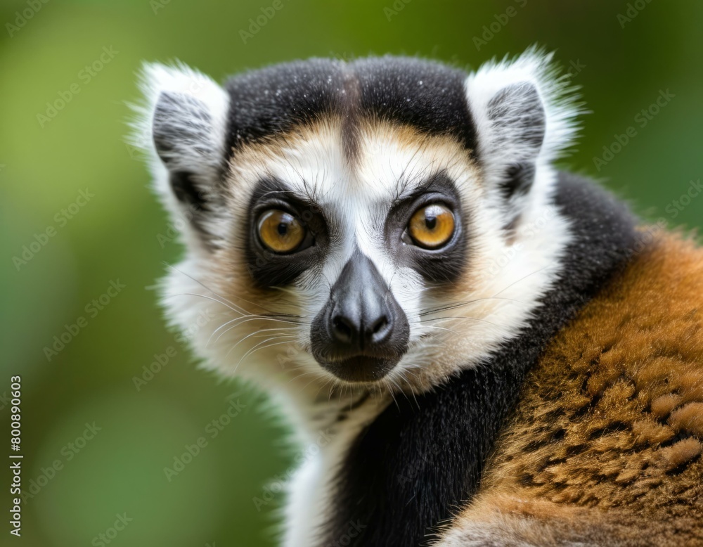 Obraz premium Close-up portrait of a lemur with big orange eyes