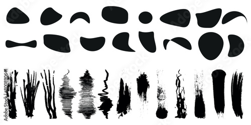 Collection of 18 blob shapes. Collection of abstract vector stains for your design. Drops differ in style.