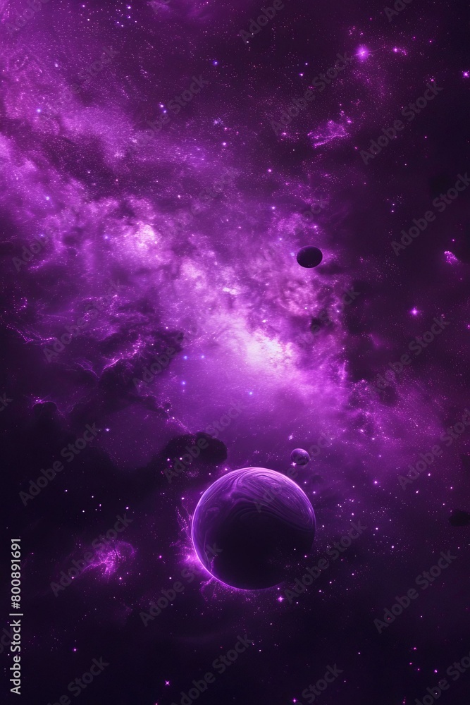 Purple Nebula and Planets