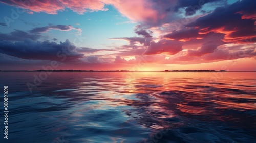 A vivid sunset over a calm sea