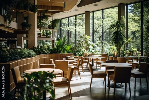 Indoor Garden Cafe With Modern Interior Design