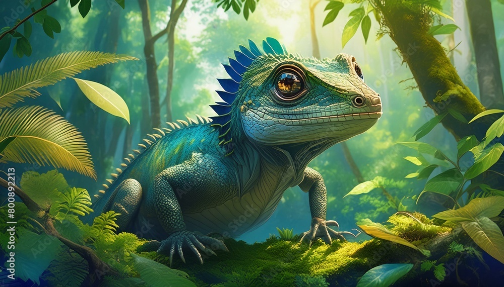 lizard in the middle of a beautiful tropical forest lizard in the middle of a beautiful tropical forest