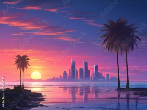 Sunset at the beach © MuhammadHassan