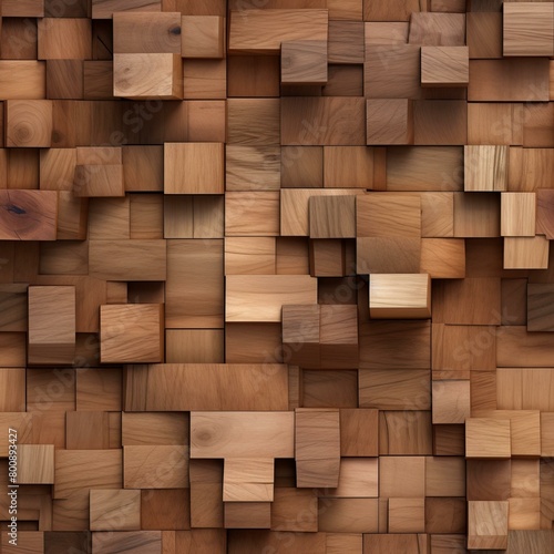 Three-dimensional wooden cube background