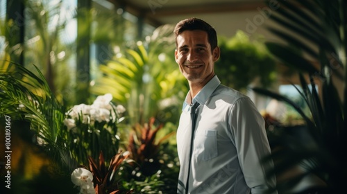 Wallpaper Mural Portrait of a young male botanist in a greenhouse Torontodigital.ca