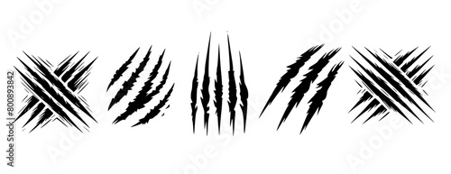 vector icon set of animal claw mark or scratches (eps) on white background. animal, danger, attack, monster, wild, damage, dangerous etc concept. 