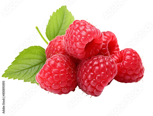 a group of raspberries with leaves photo