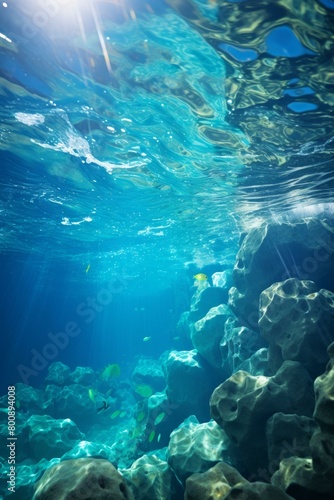 Underwater rock formations and fish © Adobe Contributor