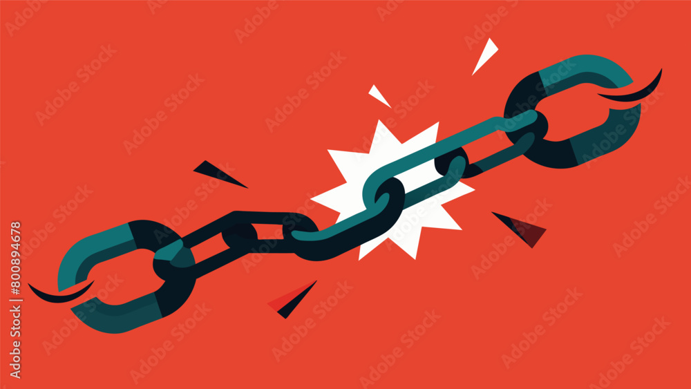 A symbolic illustration of a broken chain representing the breaking of ...