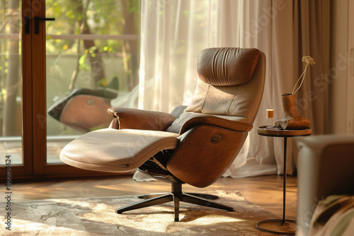 A recliner with adjustable settings, tailored to individual comfort preferences. photo