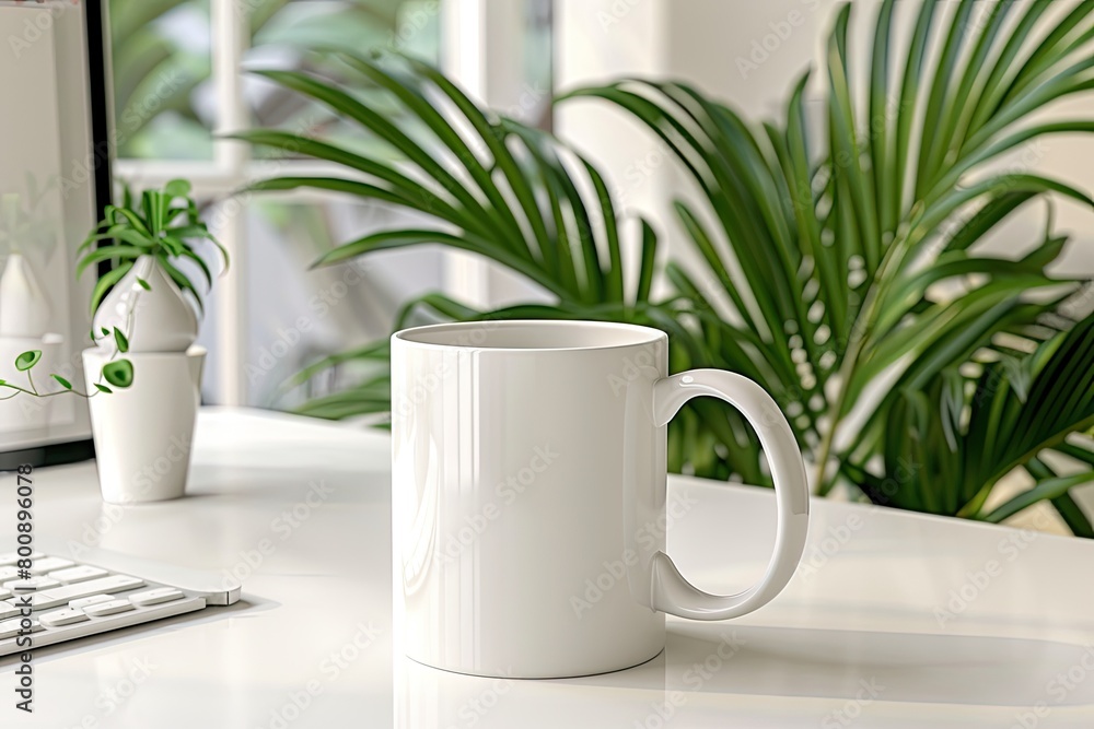 Minimalistic Office Workspace with Greenery and Productivity Minimalistic Office Workspace with Greenery and Productivity