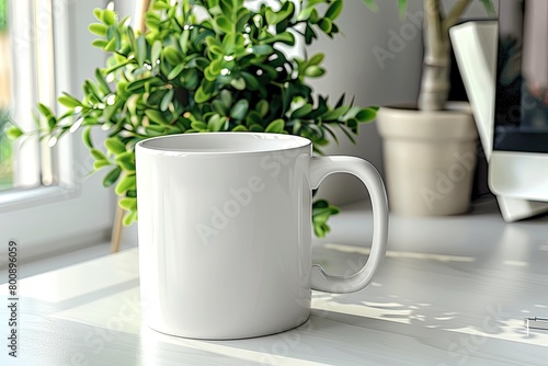 Wallpaper Mural Cozy Workspace with Coffee Mug and Plant Torontodigital.ca