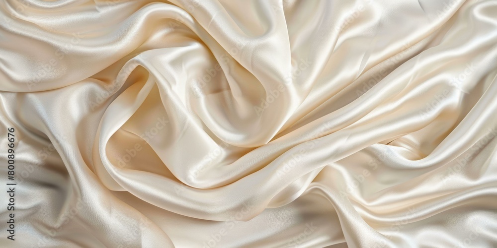 Close-up of beige silk fabric with waves Close-up of beige silk fabric with waves