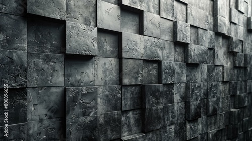 Black 3D concrete cube background texture