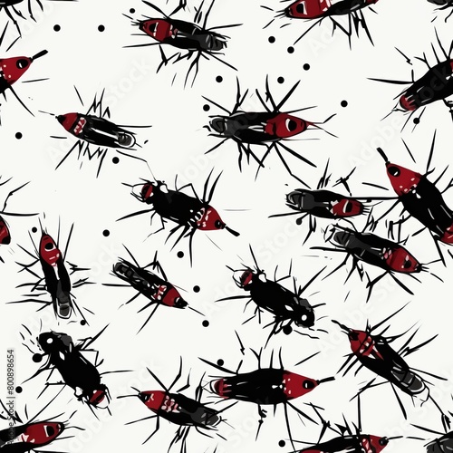 Fly and mosquito seamless pattern for pest control website and marketing materials © pueb