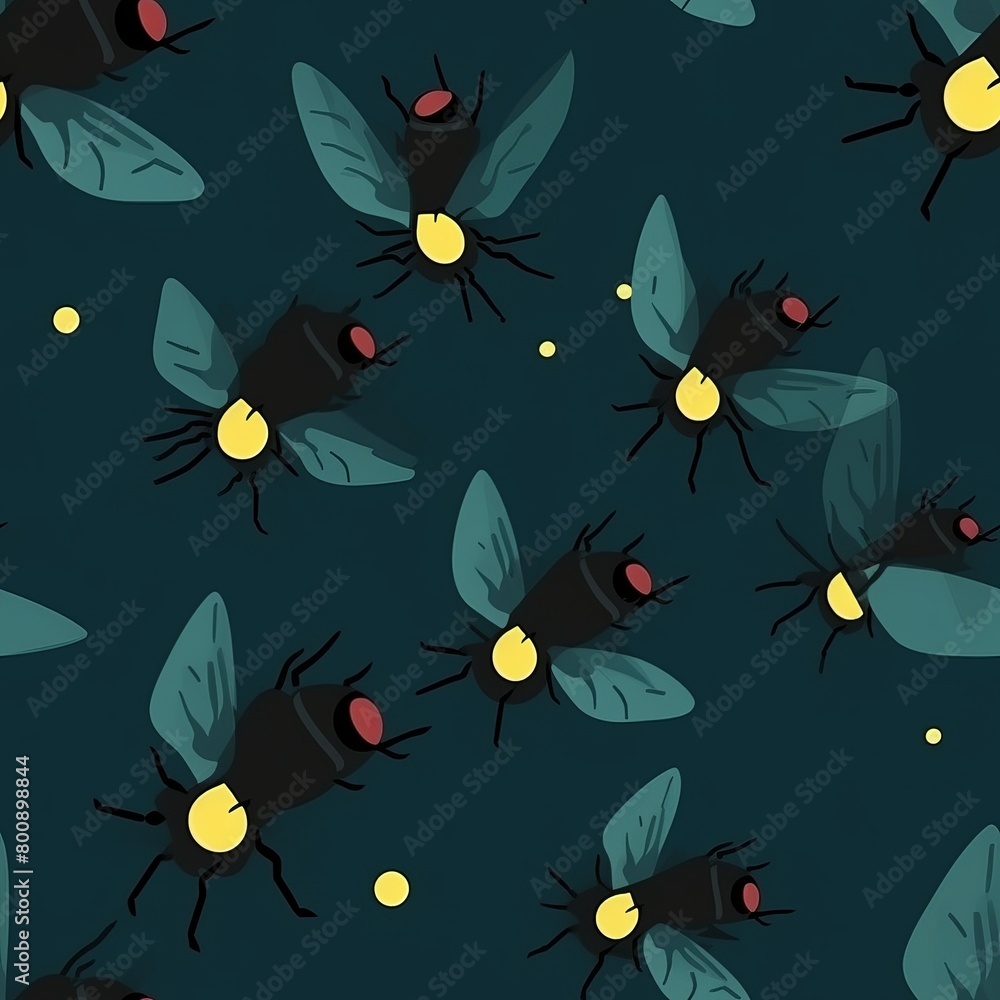 Vector fly and mosquito seamless pattern design for textile and wallpaper background