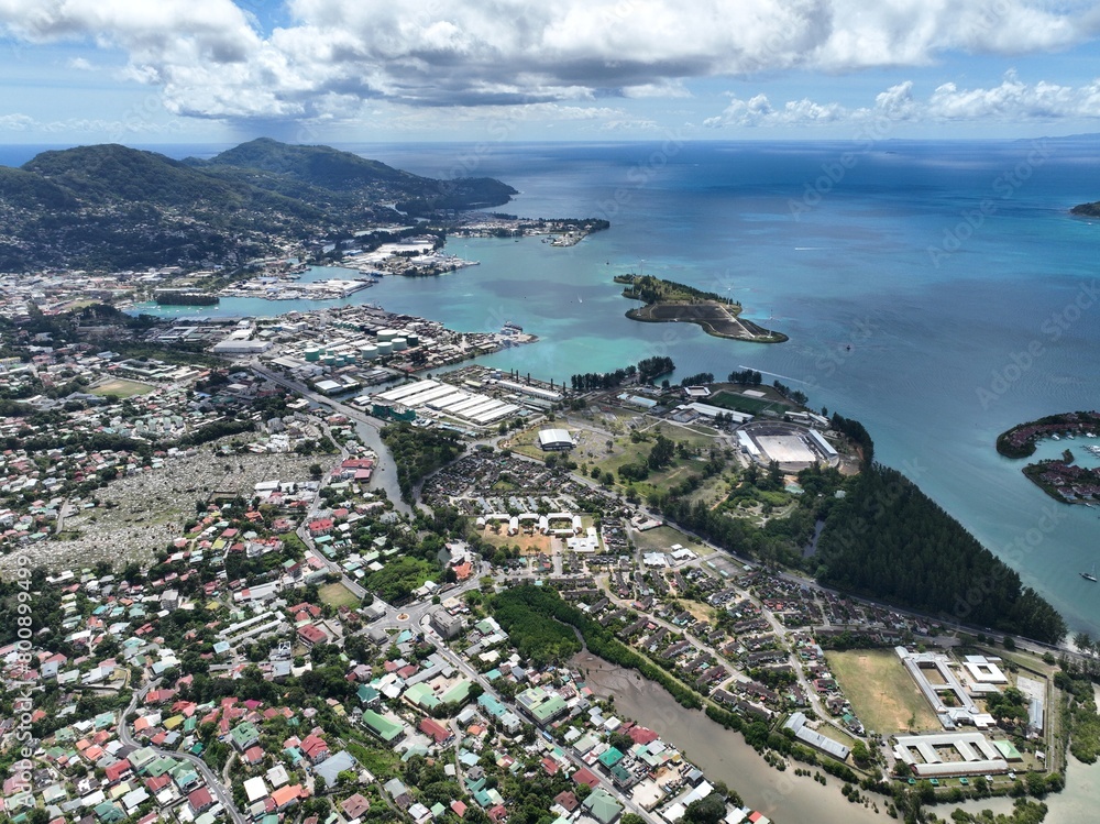 Baie Beau Vallon - tropical beach on island Mahe in Seychelles Baie Beau Vallon - tropical beach on island Mahe in Seychelles