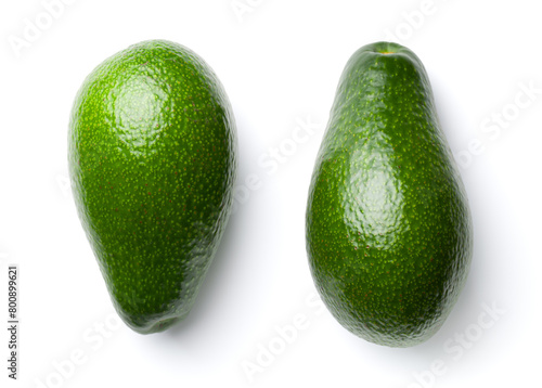 Bright, green avocados on a white, isolated background. Top view © Jacek Fulawka