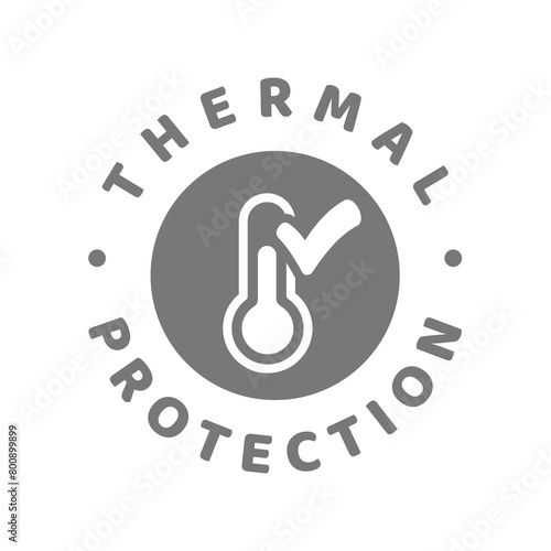 Thermal protection vector label. Heat resistant badge stamp.