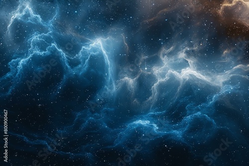 Blue and orange space nebula with bright stars © Adobe Contributor