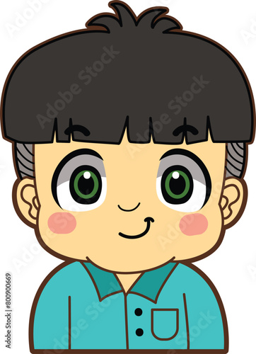 
Variation of kids face from any race. Mongoloid race emoticon. Avatar of boy and girl kids.