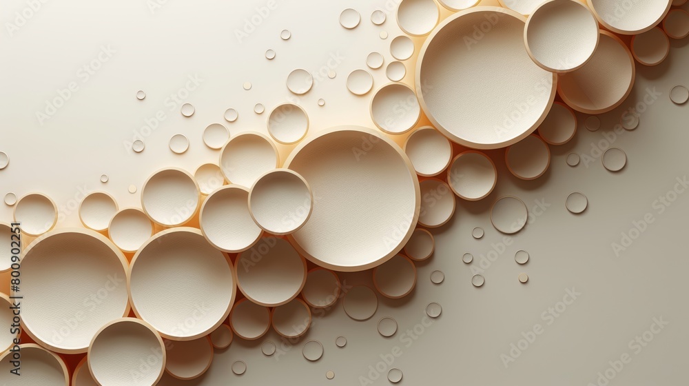 Modern illustration of an abstract white and gold circle background with shadow and a geometric shape element. Premium luxury geometric circles shape element. Elegant and simple geometric texture