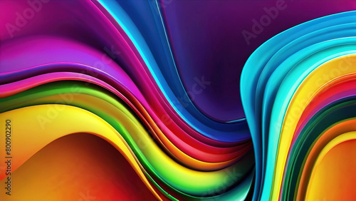 3d render of background of colorful wavy curves and smooth lines