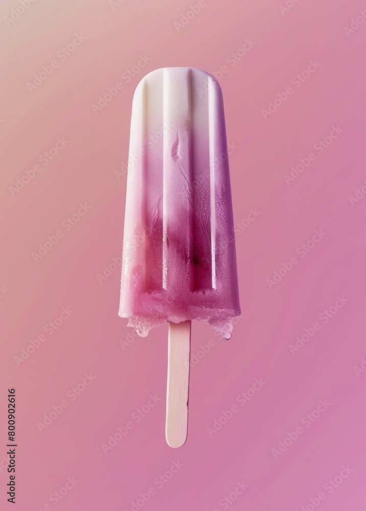 Minimalist concept of ice cream on a stick over a pastel pink background. Empty space for text. Minimalist concept of ice cream on a stick over a pastel pink background. Empty space for text.
