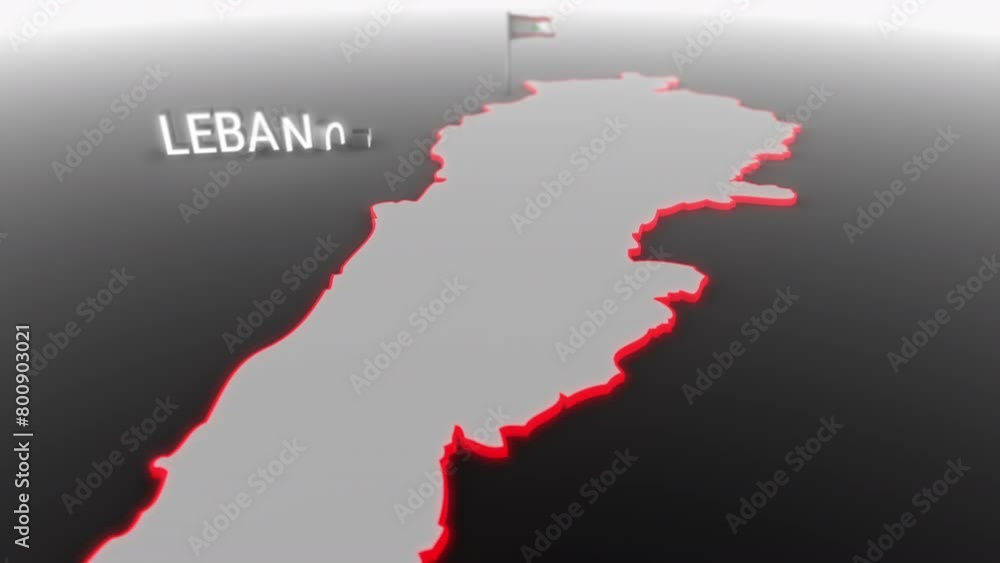 3d animated map of Lebanon gets hit and fractured by the text “War” 3d animated map of Lebanon gets hit and fractured by the text “War”