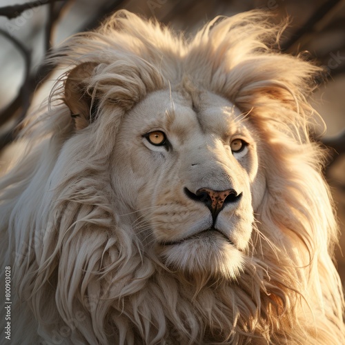 a majestic photo of a white lion