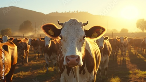 Cows grazing in a pasture photo