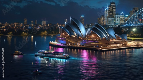 Lighting Up the Night: Vivid Sydney's Electric Atmosphere. Generative Ai.